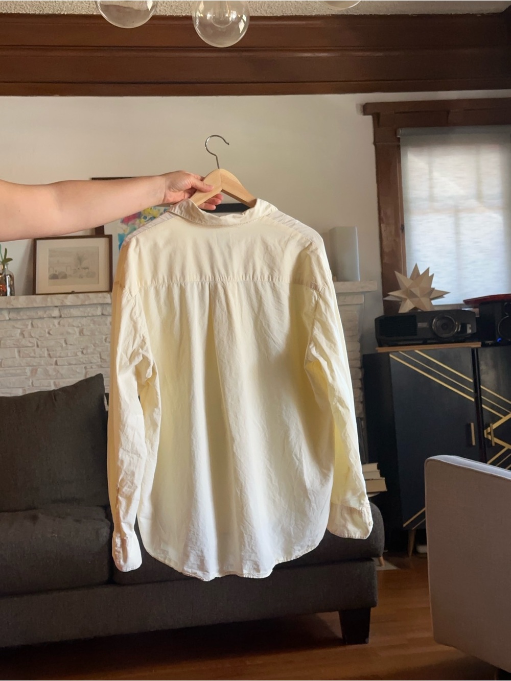 Light Yellow Button-Down Shirt with Chest Pocket - Picture 2 of 7